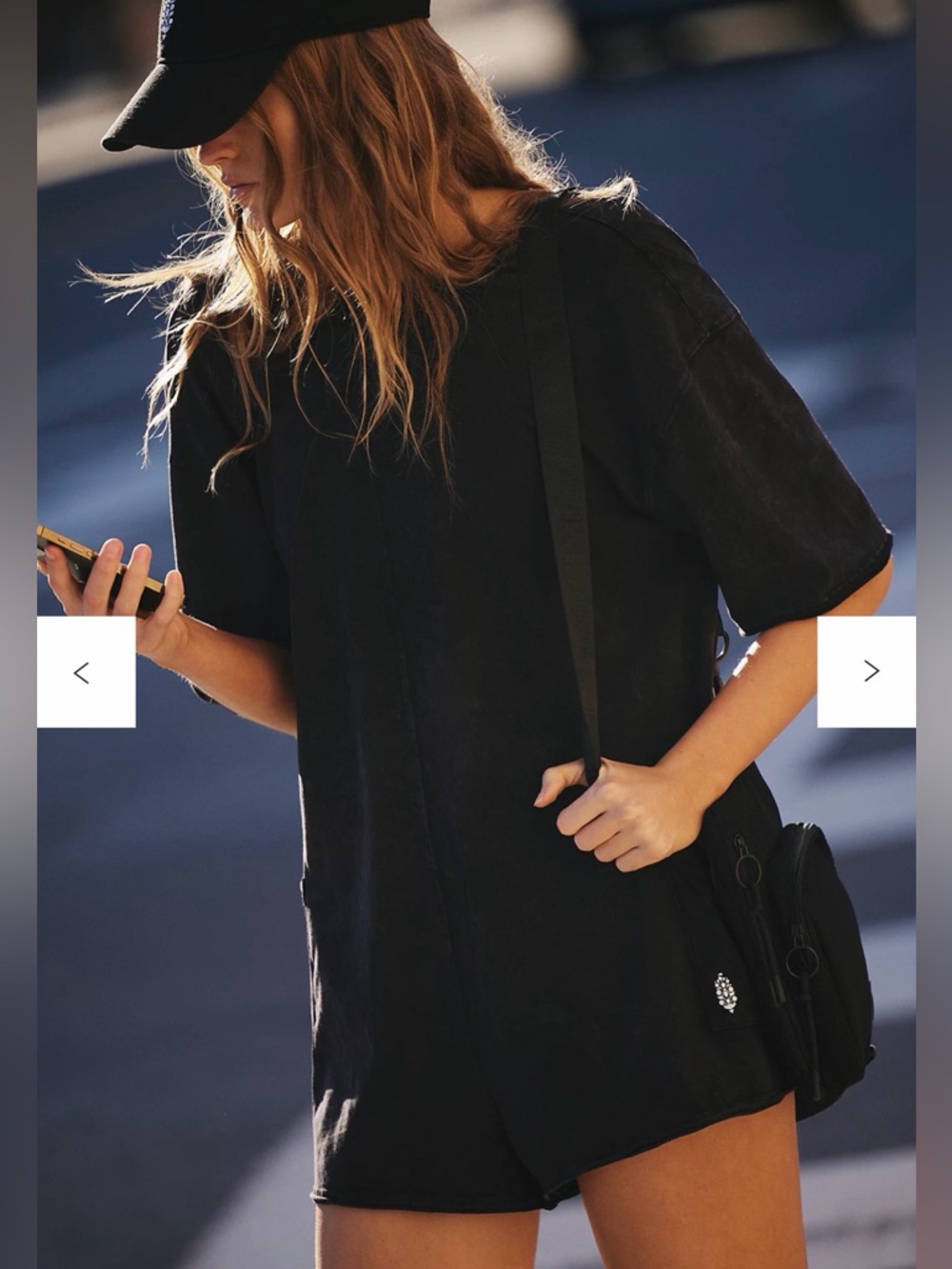 FP Movement by Free People Black Hot Shot Tee Romper
